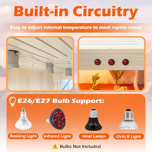 ROYXEN Reptile Tank 64 Gallon, Bearded Dragon Tank with Leg Stand, Tempered Glass Reptile Enclosure, Lizard Tank for Chameleon, Lizard Habitat (Oak,40 Length Inch) - color: Oak, size: 40"x20"x19.5"