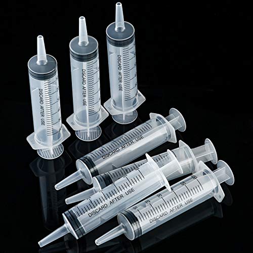 Boao 10 Pack Plastic Syringe Liquid Measuring Syringes Without Needle for Epoxy Resin, Craft, Scientific Labs, Feeding Pets Animals, Oil or Glue Applicator (60 ML) - size: 60 ML