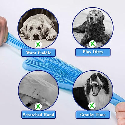 Pet Grooming Gloves Pet Hair Remover Cat, Dog Washing Gloves Silicone Heat Resistant Cleaning Gloves with High-Density Teeth Grooming Gloves for Dogs, Cats, Horses, Rabbits (2 Pairs - Blue) - color: 2 Pairs - Blue