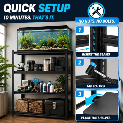 Aquarium Stand 1200 LBS Fish Tank Stand Heavy Duty Adjustable Shelf | Metal Aquarium Shelving With Adjustable Storage Tiers for Turtle Tanks, Reptile Terrariums and Pet Supplies Organization - size: 3-TIER 31.5"H×39.4"W×13.8"D