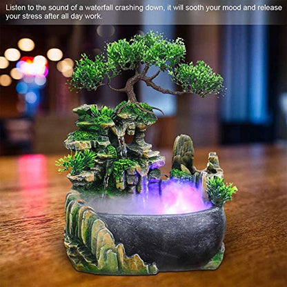 Indoor Relaxation Desktop Fountain Waterfall, Zen Meditation Indoor Waterfall Feature with Automatic Pump, Illuminated Waterfall for Home Office Bedroom Desk Décoration (Style 1) - style: Style 1