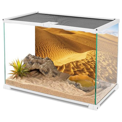 YongFoto Reptile Terrarium Background 48x18 inch, Sand Dunes Desert Blue Sky Tropical Scenery, Polyester Fabric, Includes Double-Sided Tape - size: 48x18in/120x45cm