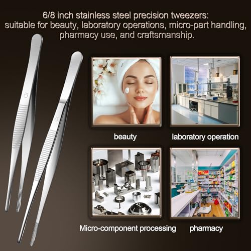 Aniso Long Tweezers, Stainless Steel, 12 Inches | Precision Serrated Tip, Cooking Tweezers Tongs， For Barbecue, Hand-Made，Steaks, Bread, Pizza, Salads - size: 12 inches