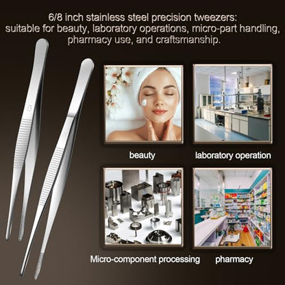 Aniso Long Tweezers, Stainless Steel, 12 Inches | Precision Serrated Tip, Cooking Tweezers Tongs， For Barbecue, Hand-Made，Steaks, Bread, Pizza, Salads - size: 12 inches