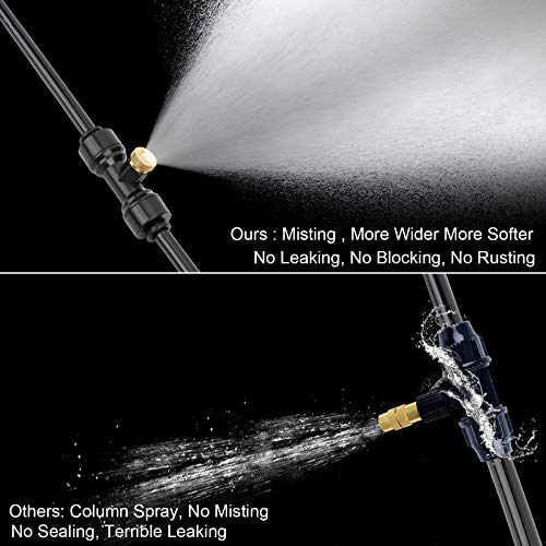 GMAULEE Misting Cooling System, DIY 65.6FT(20M) Misting Line +20 Brass Mist Nozzles+ a Brass Connector(3/4'') Outdoor Mister System for Patio Waterpark Garden Trampoline Greenhouse - size: 65.6 ft (20M)+20 Brass