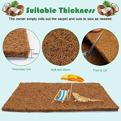 BWOGUE Reptile Carpet, 3 Pack Coconut Fiber Tortoise Carpet, Lizard Mat | Tortoise Bedding, Turtle Bedding for Habitat, 19.7 x 12 in Mats, Cut-to-Fit Terrarium Liner, Snakes, Geckos, Chameleons