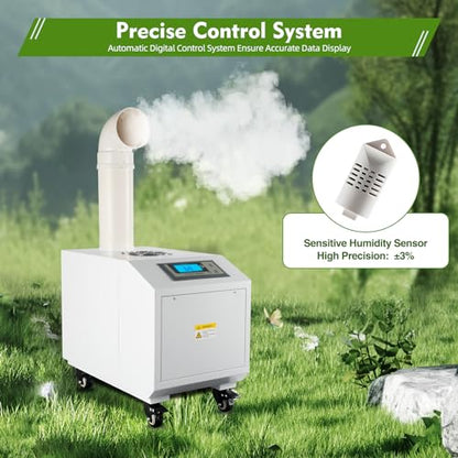 Ultrasonic Industrial Humidifier, 3kg/H Commercial Air Humidifier Sprayer Agricultural Automatic Mist Cooling Whole House Machine, 10L Large Volume for Warehouse Greenhouse Garden Industrial