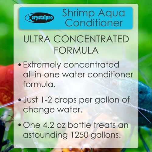 Crystalpro Shrimp Aqua Conditioner Treats 1250 Gallons - Concentrated Water Conditioner Neutralizes Chlorine and Ammonia (4.2 Oz-125 ml) for Freshwater Invertebrate Tanks – Caridina & Neocaridina