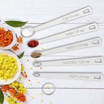 Wildone Measuring Cups & Spoons Set of 21 - Includes 7 Stainless Steel Nesting Cups, 8 Measuring Spoons, 1 Leveler & 5 Mini Measuring Spoons, Ideal for Dry and Liquid Ingredients - color: Silver