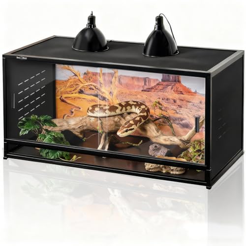 120 Gallon 4x2x2 PVC Reptile Enclosure, 48 x 24 x 24 Inch Habitat for Bearded Dragons, Ball Pythons and Snakes with Tempered Glass Doors and Lock