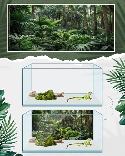 4 Pcs 4x2 ft/ 48x24'' Reptile Tank Background 55/75/90/120 Gallon Polyester Tropical Rainforest Bearded Dragon Terrarium Background Decor for Crested Gecko, Python Regius, Tree Frog, Chameleon - size: 48 x 24 inches