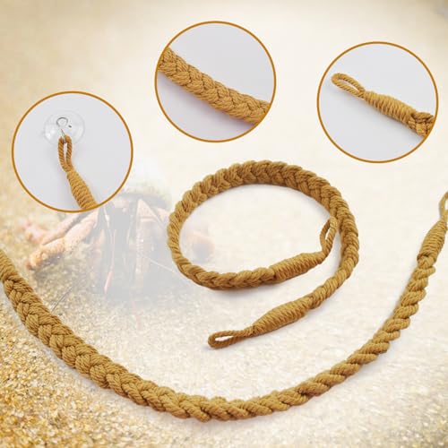 kathson 2 PCS 26 Inches Hermit Crab Climbing Toys,Reptile Vines Toy Hermit Crab Rope Ladder Bendable Hermit Crab Supplies Tank Terrarium Accessories for Hermit Crabs Lizards Leopard Geckos - color: 【Color：Khaki】