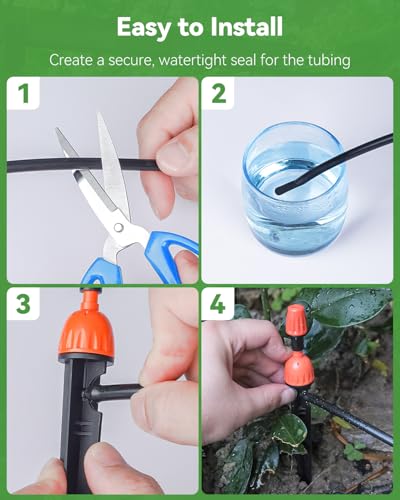 Pawfly 30 Pcs Drip Irrigation Emitters for 1/4" Tubing, 2-in-1 Irrigation Drippers with Misting Nozzles & 8-Stream Sprinklers, Drip Irrigation Parts with Stake & Adjustable 360 Degree Water Flow - size: 30pcs Misting+Spraying Drippers