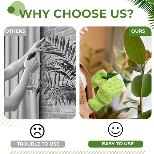 Nuanchu 8 Pack Plants Cleaning Wipes and 1 Pair Microfiber Dusting Gloves Based Wipes for Shiny Leaves and Better Photosynthesis for Indoor Outdoor Plants