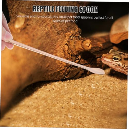 WOONEKY 2pcs Lizard Feeding Spoon Ergonomic Handle Reptile Food Scoop for Small Animals Feeding Tool for Easy