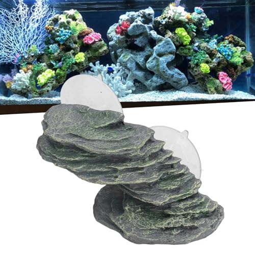 Tortoise Climbing Platform, Tortoise Resin Dock Resting Rock Reptile Habitat Ornament Floating Ledge Aquarium Decoration with Suction Cup for Lizard