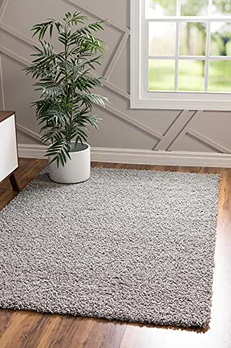 Unique Loom Solid Shag Collection Area Rug (1' Square, Cloud Gray) - color: Cloud Gray, size: 1' x 1' (Square)