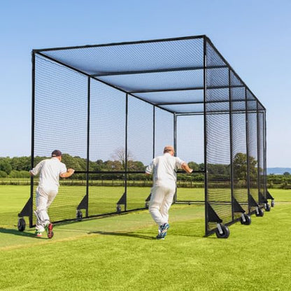 FORTRESS 360° Mobile Cricket Cage [Test Grade] | Pop Up Goals for Cricket | Cricket Set | Cricket Box Netting Cage System | Cricket Net Batting Cage | Sports Equipment - size: 33ft, style: With Padding