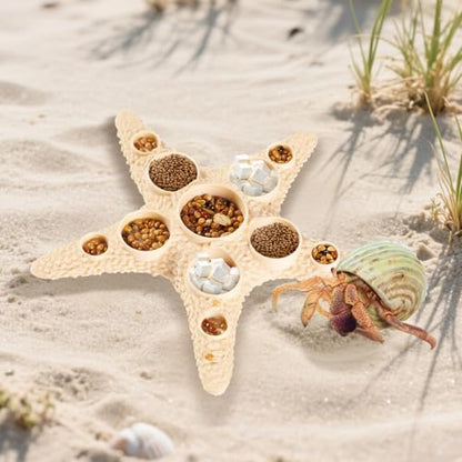 11 Grids Hermit Crab Food Dish, 2 Pack Starfish Shape Food Bowl for Small Hermit Crab, Reptile Water Dish Tank Accessories