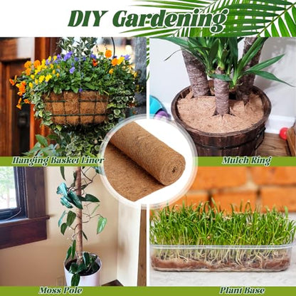 2 Rolls Coconut Fiber Liners for Planters 16x118 Natural Coco Coir Roll | Coco Fiber Pad for Hanging Flower Planters Baskets DIY Moss Pole Garden Decoration, Animal pet pad, Reptile Carpet, Snow Mat