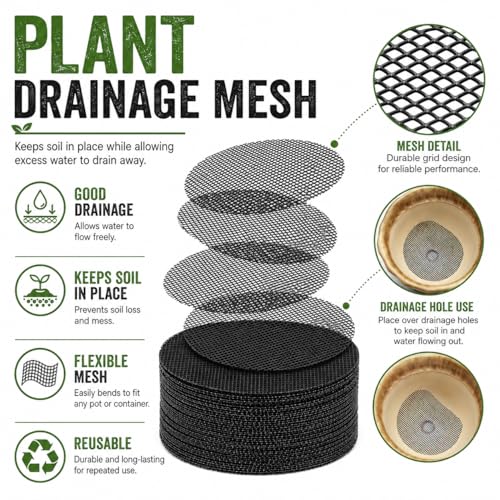 50 Pcs Round Mesh Mats for Plant Potting Gardening Plant Mesh Mats Bonsai Flower Drainage Hole Screen Bonsai Pot Bottom for Gardening(Diameter 4.5cm*50 Pieces) - color: Diameter 4.5cm*50 Pieces