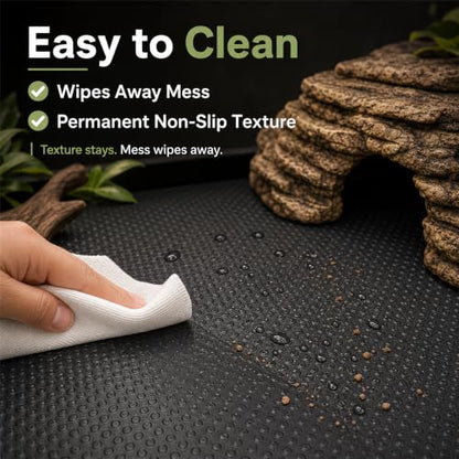 48 x 24 Inch Reptile Mat Liner for 4x2x2 120 Gallon Enclosures, Non-Adhesive Reusable Carpet for Bearded Dragons, Geckos and Snakes, Black