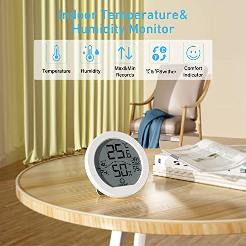 Indoor Digital Hygrometer Thermometer for Room Temperature Humidity Meter | SECRUI Thermometer Accuracy Calibration LCD Temperature Sensor with Maximum and Minimum Records,2 Pack - color: White, size: TH1 x3