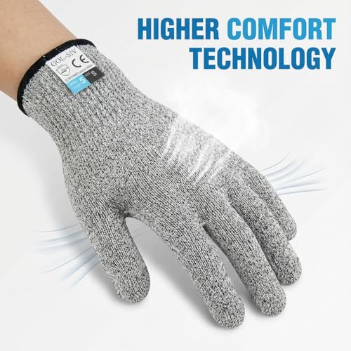 Level 5 Cut Resistant Gloves,Touch-Screen Compatible, Cut Resistant Gloves Food Grade For Oyster Shucking, Meat Cutting, Mandoline Slicer, Knife Handling, Wood Carving (Grey, L) - color: Grey, size: Large