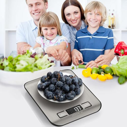 CROWNFUL Food Scale, 11 lb Digital Kitchen Scales with Built-in Coin Battery, Weight Ounces and Grams for Cooking and Baking, 6 Units with Tare Function, LCD Display, 304 Stainless Steel - size: Medium