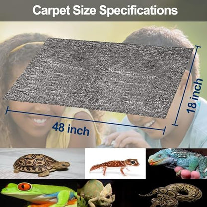 Reptile Carpet Terrarium Liner Bedding Substrate Sand Mat for Cage Lizard Bearded Dragon Gecko Snake Tortoise 48" x 18" (Grey) - color: Grey