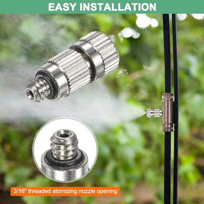 M METERXITY 20-Pack Brass Misting Nozzles, 0.012"/0.3mm Orifice Mister Nozzles Brass, High Pressure Spray Misting Nozzle Head for Outdoor Cooling System/Greenhouse/Landscaping [3/16] - size: 0.3mm