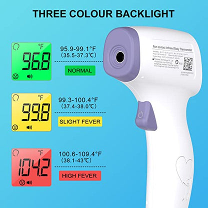 Digital Thermometer for Adults and Kids, No Touch Forehead Thermometer for Baby, 2 in 1 Body Surface Mode Infrared Thermometer with Fever Alarm and Instant Accuracy Readings - color: Purple