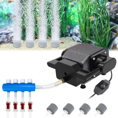 AquaMiracle Quiet Aquarium Air Pump 200/317/475GPH High Pressure Commercial Air Pump Pond Aerator Bubbler Hydroponics Air Pump Oxygen Pump - size: For Tanks up to 800 Gal