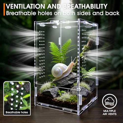 Jumping Spider Enclosure, Insect Terrarium, Bug Cage, Acrylic Terrarium for Tarantula, Snail, Praying Mantis, Frog, and Small Reptiles (4.7" x 4.3" x 7.8") - size: 4.7" x 4.3" x 7.8"