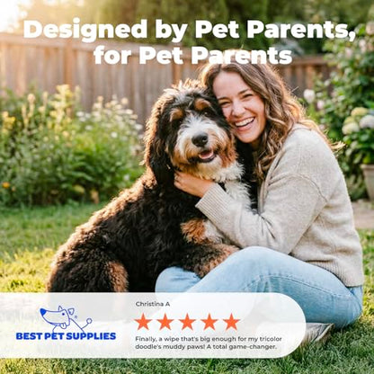 Best Pet Supplies Cleaning Dog Wipes - Soothing Oatmeal, 400 Count | Unscented, Large 8x9" Pet Wipes, Vitamin E, Puppy & Cat Safe, Gentle Grooming, Resealable Pouch Prevents Drying - color: Soothing Oatmeal, size: 400 Count