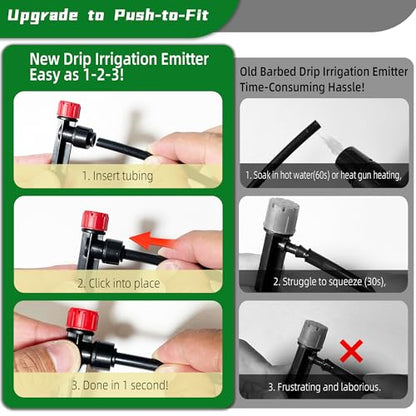 10PCS Push-to-Fit Drip Irrigation Emitters for 1/4 inch Irrigation Tubing, Adjustable 360 Degree Drip Emitter Sprayer with Stake, Irrigation Dripper Sprinklers for Drip Irrigation System - size: 10PCS Drip Irrigation Emitters Sprayer