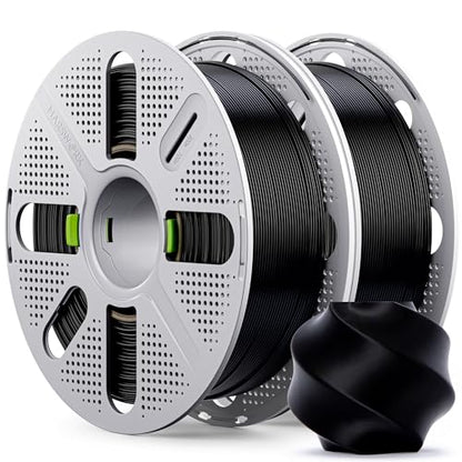 PLA Basic, Pre-Dried Filament with Quick-Swap Reusable Spool 2kg (4.4lbs), 1.75mm 3D Printing Filament, Compatible with Bambu Lab 3D Printers – Black + Black - color: Black + Black With Spool, size: With Spool
