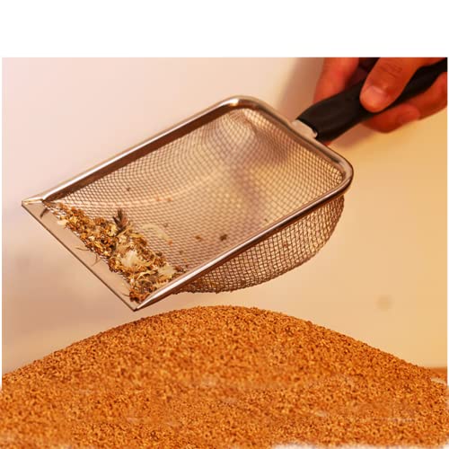 Cat Litter Scoop Stainless Steel Mesh Scooper Long Handle Deep Shovel Non-Stick Coated Metal Litter Scoop for Litter Box Kitten Pooper Lifter (Hole:3.8mm/Regular Cat Litter Scoop)