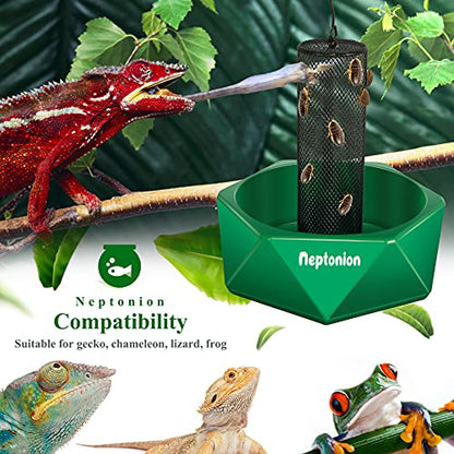 Hookable Chameleon Feeding Bowl, Professional Live Worm Organizer with Column for Prey to Climb and Move, Suitable for Lizard, Bearded Dragon, Iguana, Gecko, Toad, Frog