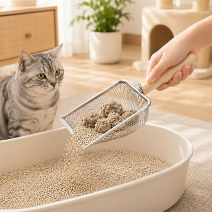 Bearded Dragon Sand, Stainless Steel Cat Litter Scoop Heavy Duty Reptile Sand Sifter Fine Mesh Litter Box Scoop Shovel for Lizard, Gecko, Bearded Dragon Bedding, Cat Pooper Lifter | Heavy Duty Reptile Sand Sifter Fine Mesh Litter Box Scoop Shovel for Liza