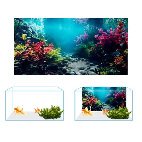 3 Pack Aquarium Background, 36x18 inch Polyester Aquarium Background | Cloth Fish Tank Background, Undersea Corals Sunshines & Rock Aquatic Plants, Backgrounds for Fish Tank - size: 36x18 Inch
