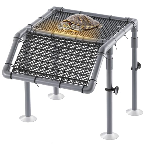 13" Wider Turtle Basking Platform, Extra Large Standing Turtle Basking Platform, DIY Resting Area for Aquarium Tank, PVC Pipes and Eggcrate Suction Cups