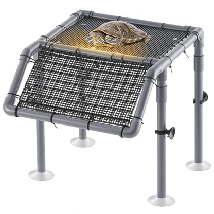 13" Wider Turtle Basking Platform, Extra Large Standing Turtle Basking Platform, DIY Resting Area for Aquarium Tank, PVC Pipes and Eggcrate Suction Cups