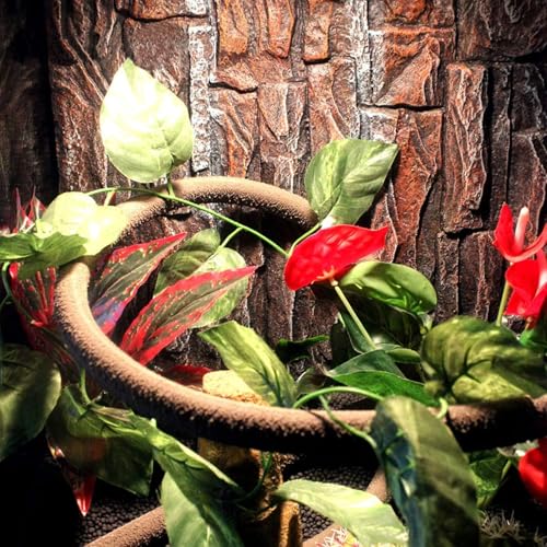 Tfwadmx 7FT Jungle Vines for Reptiles with Suction Cups 2 Pcs Bend A Branch Ivy Artificial Climbing Fake Leaves Habitat Terrarium for Chameleons, Snakes, Ball Python (2m/6.5Ft) - size: 6.5 Ft Thin Vines 2 pcs