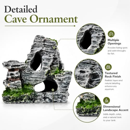 Artificial Moss Rock Cave Aquarium Decor, Fish Tank Hideout, Mountain Terrain Ornament