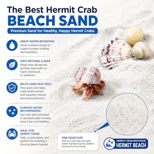 5 lbs. Hermit Crab Sand Substrate, All Natural Premium White Sand Mixture, for Hermit Crab Tanks