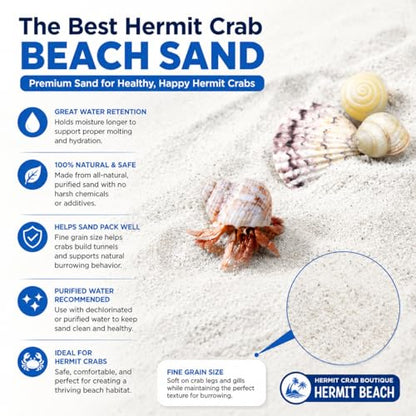 5 lbs. Hermit Crab Sand Substrate, All Natural Premium White Sand Mixture, for Hermit Crab Tanks