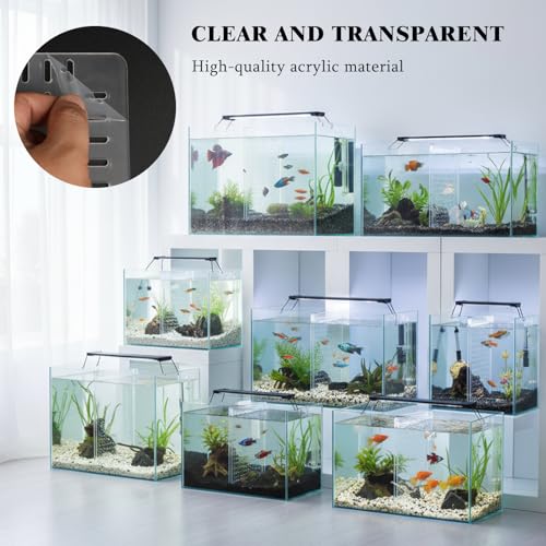 Fish Tank Separator 5 Gal, Acrylic Aquarium Divider with Suction Cups | Clear acrylic tank divider, strong suction cups hold securely, cut-to-fit design, non-toxic, for betta & cichlid tanks - size: 8‘’x9''(5 gallon)