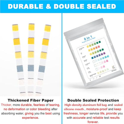 DaToo 8 in 1 Aquarium Test Kit Fish Tank Test Strips Accurate Water Quality Testing Strips for Ammonia PH Total Alkalinity Carbonate Hardness Free Chlorine Nitrate Nitrite Temperature (100 Strips) - size: 100 Strips