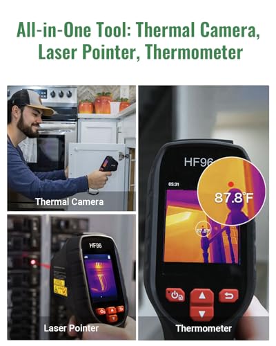 HF96 Thermal Camera with AI Scene Detection, Laser Pointer, -4°F~1022°F | 240x240 Super Resolution, Thermal Imaging Camera for HVAC Electrical Building Inspection,25Hz Infrared Camera,11h Runtime